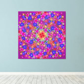 Periwinkle Blue en Violet Flowers en Hearts Boho Canvas Afdruk (Insitu (Houten vloer))