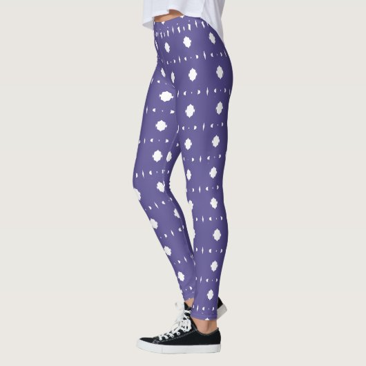 Periwinkle Blue en White Abstract patroon Leggings (Links)