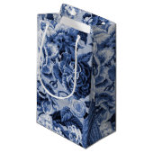 Periwinkle Blue en White  botanische flora Klein Cadeauzakje (Voorkant Gekanteld)