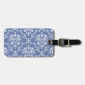 Periwinkle Blue en White Damask Bagagelabel (Voorkant horizontaal)