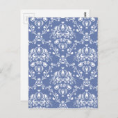 Periwinkle Blue en White Damask Briefkaart (Voorkant / Achterkant)