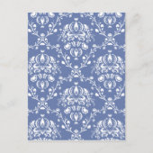 Periwinkle Blue en White Damask Briefkaart (Voorkant)