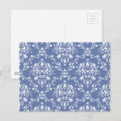 Periwinkle Blue en White Damask Briefkaart (Voorkant / Achterkant)