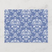 Periwinkle Blue en White Damask Briefkaart (Voorkant)
