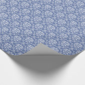 Periwinkle Blue en White Damask Cadeaupapier (Hoek)