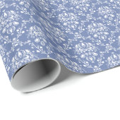 Periwinkle Blue en White Damask Cadeaupapier (Rol Hoek)