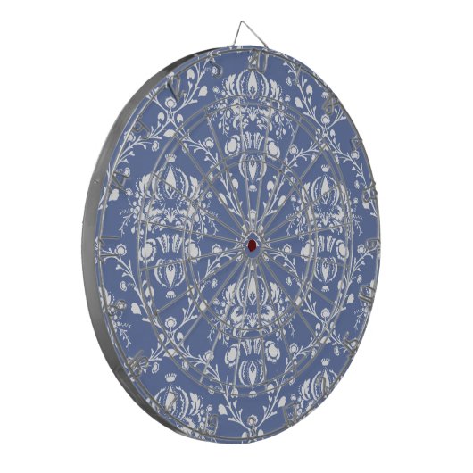 Periwinkle Blue en White Damask Dartbord (Voorkant Links)