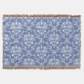 Periwinkle Blue en White Damask Deken (Voorkant)