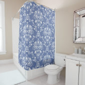 Periwinkle Blue en White Damask Douchegordijn (In situ)