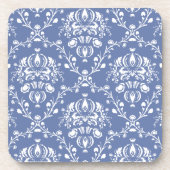 Periwinkle Blue en White Damask Drankjes Onderzetter (Voorkant)
