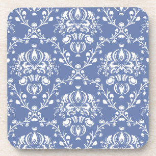 Periwinkle Blue en White Damask Drankjes Onderzetter