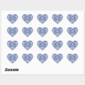 Periwinkle Blue en White Damask Hart Sticker (Vel)
