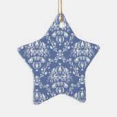 Periwinkle Blue en White Damask Keramisch Ornament (Rechts)