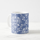 Periwinkle Blue en White Damask Koffiemok (Voorkant links)