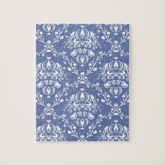 Periwinkle Blue en White Damask Legpuzzel (Verticaal)