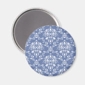 Periwinkle Blue en White Damask Magneet (Voorkant / Achterkant)