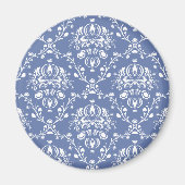 Periwinkle Blue en White Damask Magneet (Voorkant)