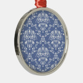 Periwinkle Blue en White Damask Metalen Ornament (Rechts)