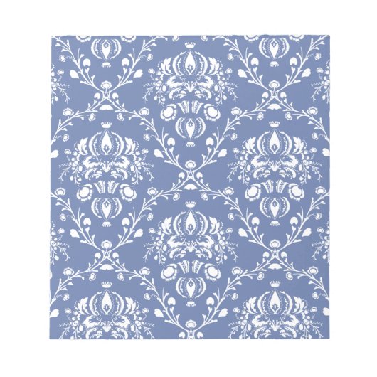 Periwinkle Blue en White Damask Notitieblok (Voorkant)