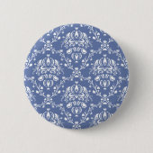 Periwinkle Blue en White Damask Ronde Button 5,7 Cm (Voorkant)
