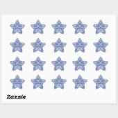 Periwinkle Blue en White Damask Ster Sticker (Vel)