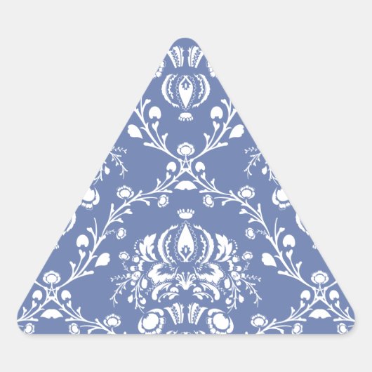 Periwinkle Blue en White Damask Sticker (Voorkant)