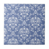 Periwinkle Blue en White Damask Tegeltje (Voorkant)