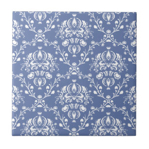 Periwinkle Blue en White Damask Tegeltje