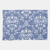 Periwinkle Blue en White Damask Theedoek (Horizontaal)