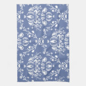 Periwinkle Blue en White Damask Theedoek (Verticaal)