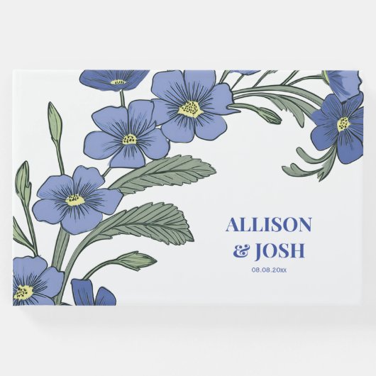 Periwinkle Blue Floral Modern Wedding Gastenboek (Voorkant)
