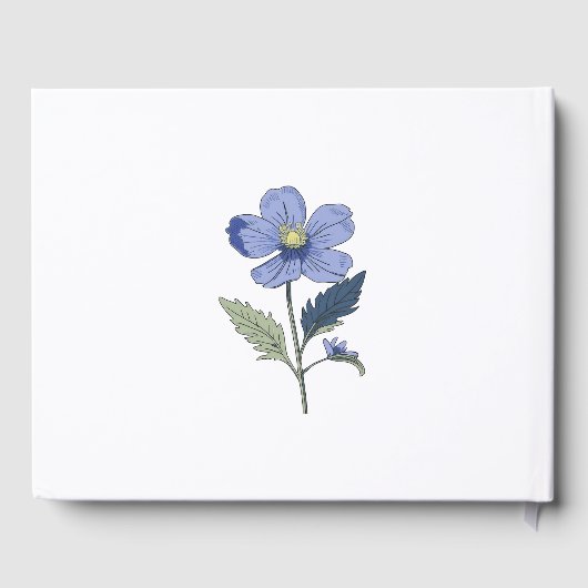 Periwinkle Blue Floral Modern Wedding Gastenboek (Achterkant)