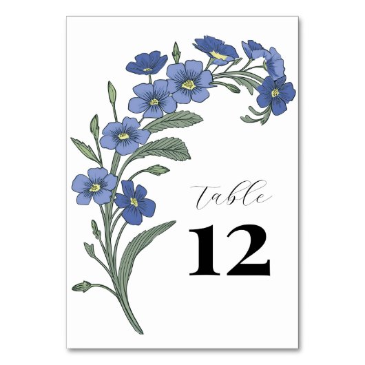 Periwinkle Blue Floral Modern Wedding Kaart (Voorkant)