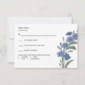 Periwinkle Blue Floral Modern Wedding Response, RSVP Kaartje (Voorkant)