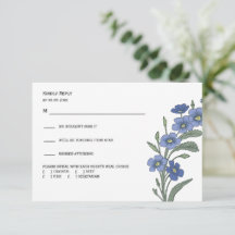 Periwinkle Blue Floral Modern Wedding Response,