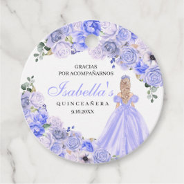 Periwinkle Blue Floral Quinceanera Bedankjes Labels