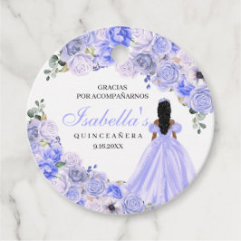 Periwinkle Blue Floral Quinceanera Bedankjes Labels