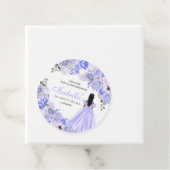 Periwinkle Blue Floral Quinceanera Bedankjes Labels (In situ)