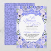 Periwinkle Blue Floral Quinceanera Birthday Kaart (Voorkant / Achterkant)