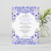 Periwinkle Blue Floral Quinceanera Birthday Kaart (Staand voorkant)
