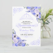 Periwinkle Blue Floral Quinceanera Birthday Kaart (Staand voorkant)