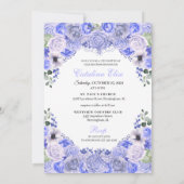 Periwinkle Blue Floral Quinceanera Birthday Kaart (Achterkant)