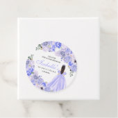 Periwinkle Blue Floral Quinceanera Circle Favor Ta Bedankjes Labels (In situ)