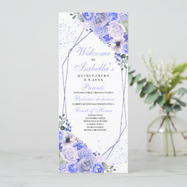 Periwinkle Blue Floral Quinceanera Programme Kaart