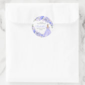Periwinkle Blue Floral Quinceanera Round Stickers (Tas)