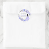 Periwinkle Blue Floral Quinceanera Round Stickers (Tas)
