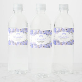 Periwinkle Blue Floral Quinceanera Waterfles Etiket