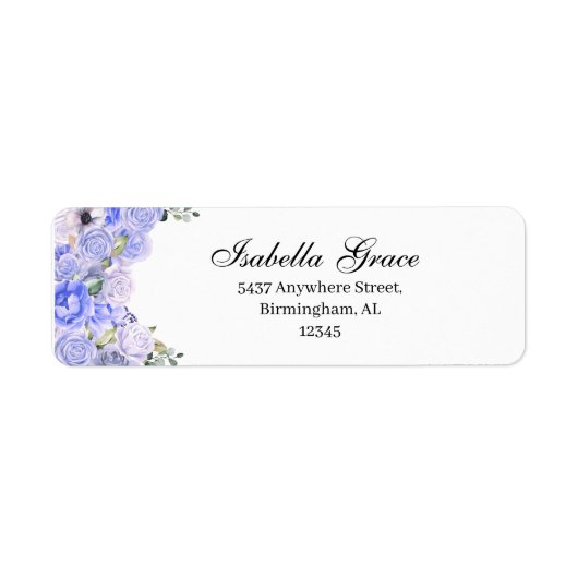 Periwinkle Blue Floral Return Address Label (Voorkant)