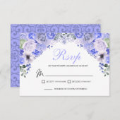 Periwinkle Blue Floral RSVP Enclosure Kaart (Voorkant / Achterkant)