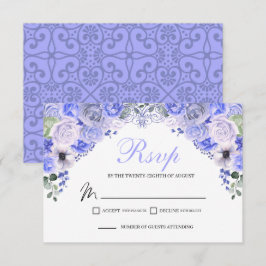 Periwinkle Blue Floral RSVP Enclosure Kaart